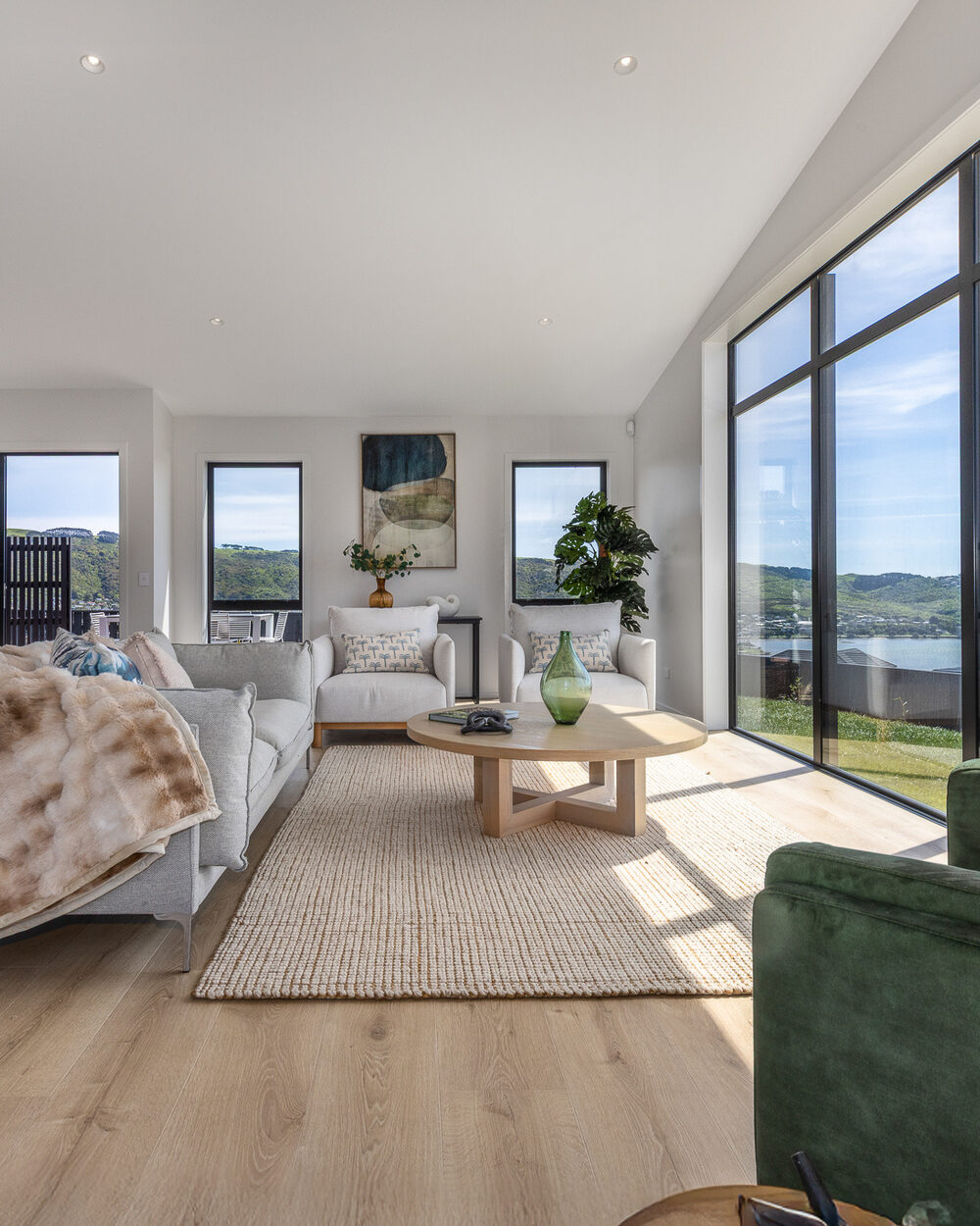 Interior photography, bright open-plan living